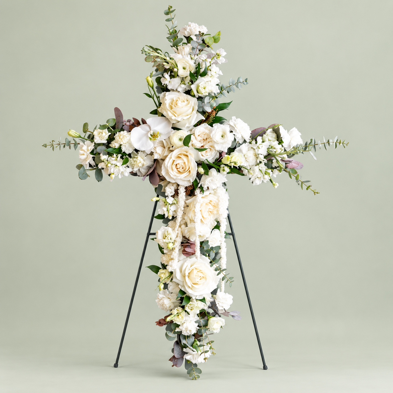 Cruz floral blanca personalizada