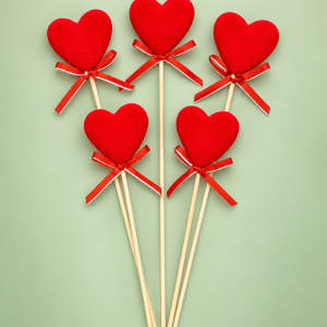 Corazón grande de terciopelo con varilla