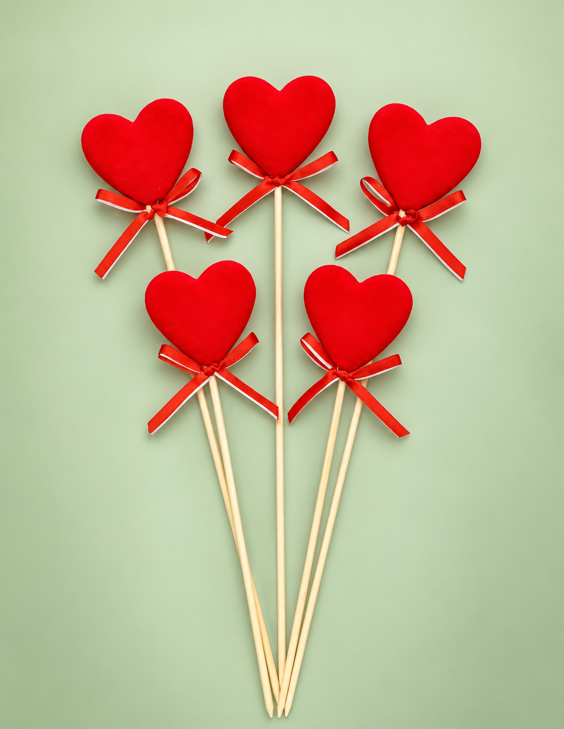 Corazón grande de terciopelo con varilla