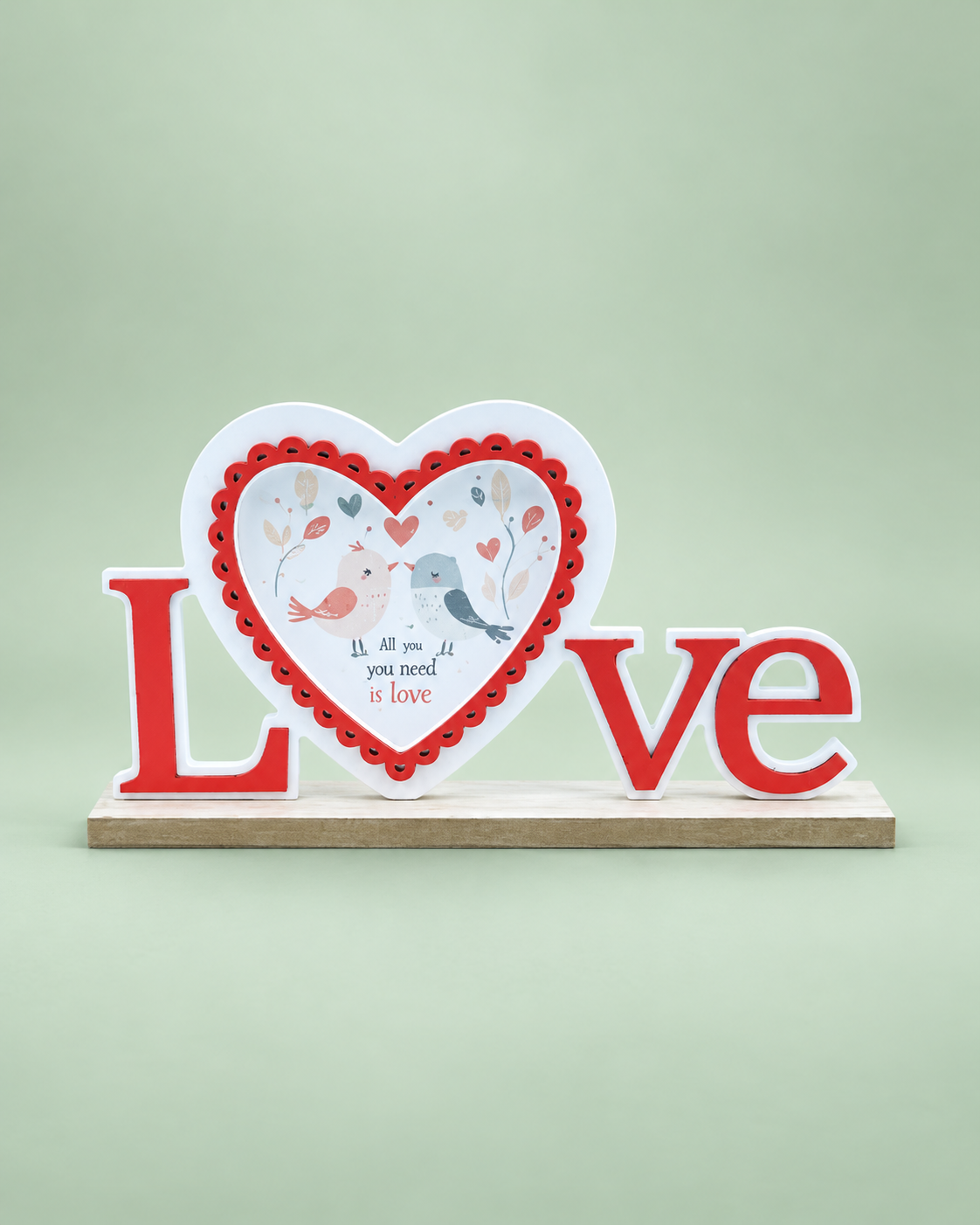 Adorno de madera Love con corazón